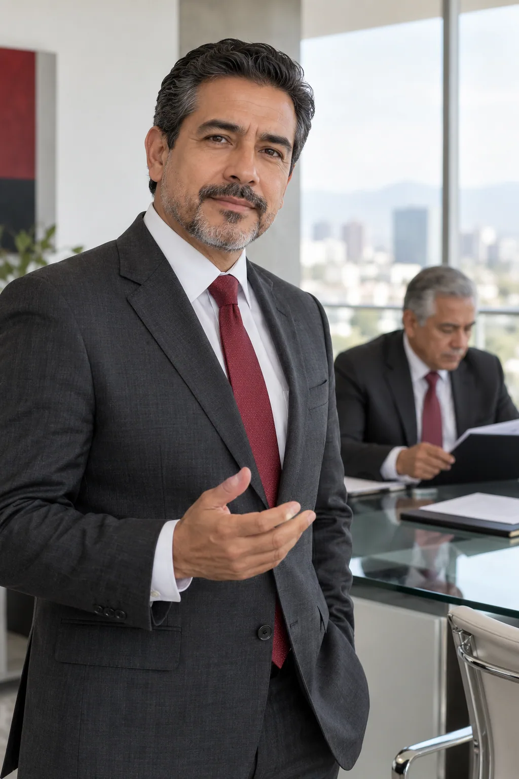 Profesional latino en un entorno relacionado con auditoría administrativa
