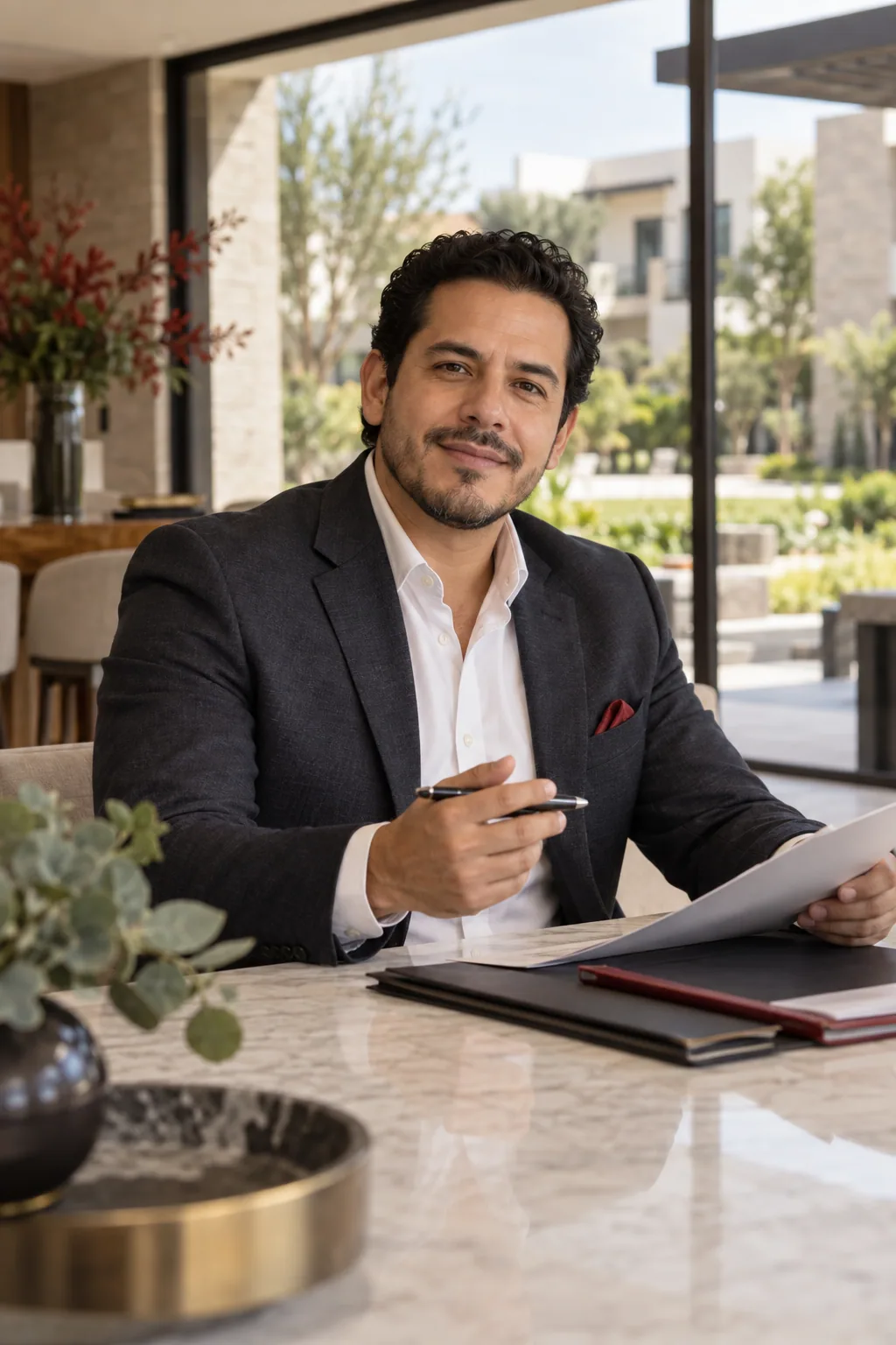 Profesional latino en un entorno relacionado con control de cuotas