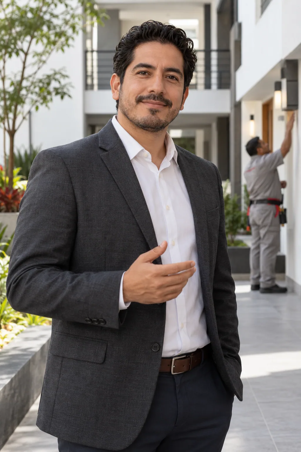 Profesional latino en un entorno relacionado con gestión de mantenimiento